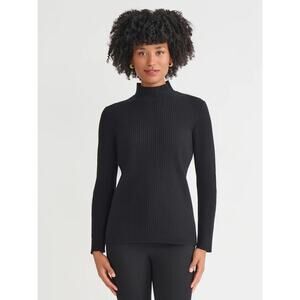 Maeve x Anthropologie Ribbed Black Mockneck Longsleeve Top Closet Staple Size L